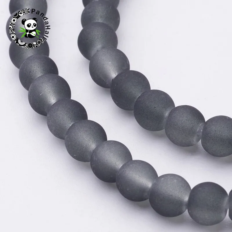 Pandahall 1 нить 6 мм круглые прозрачные матовые стеклянные бусины для изготовления