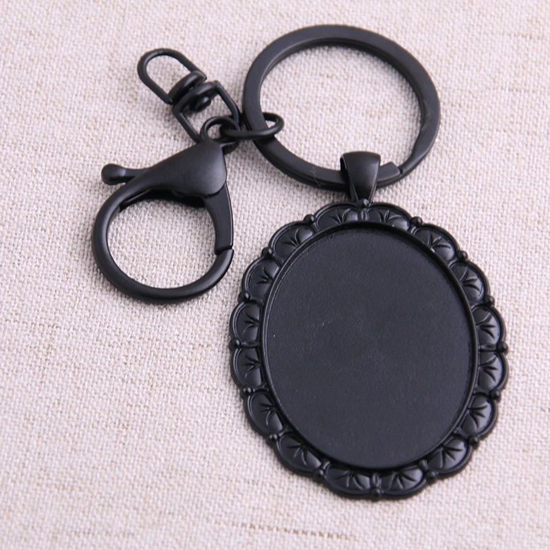 Овальный черный кабошон для ключей металлический аксессуар сделай сам пустые