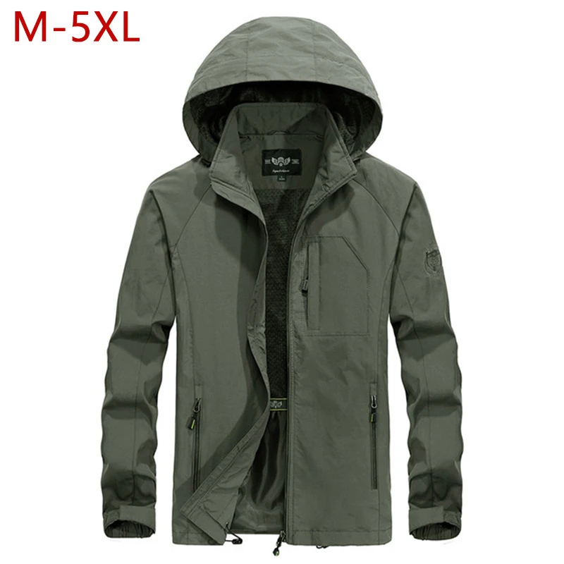 M-5XL, Весенняя тонкая куртка для путешествий, для дождливой погоды, мужская, софтшелл, ветрозащитная, водонепроницаемая, однотонная, военная, куртка-бомбер, горная одежда, зеленая, W36