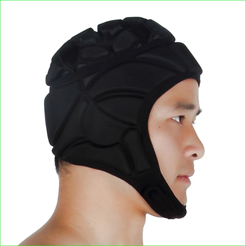 

Rugby Football Soccer Safety Helmet Elastic EVA Head Protector Gear Black Adjustable Size S M L XL