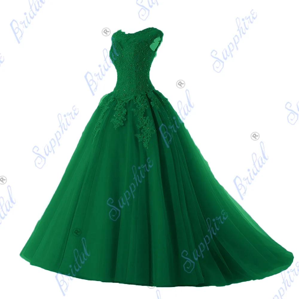 BLF-105 Сапфир Свадебные Длинные вечерние платья Vestido De 15 Anos De Кепки рукава кружевное платье с открытой спиной цвета морской волны Серебряный пурпурный Расшитое бисером в честь пятнадцатилетия платье - Цвет: BLF-105