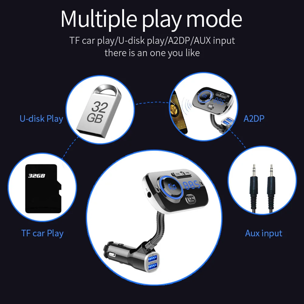 FM передатчик модулятор Aux Bluetooth 5 0 автомобильный комплект громкой связи QC3.0