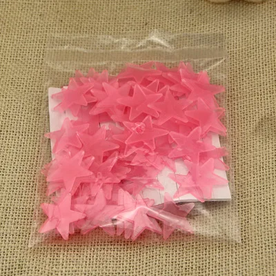 Fluorescent pink Горячие 50 шт./компл. светящиеся 3D флуоресцентные светящиеся звезды стикеры Светящиеся в темноте Дети Ночной номер потолок модные игрушки мальчик девочка - Цвет: Fluorescent pink