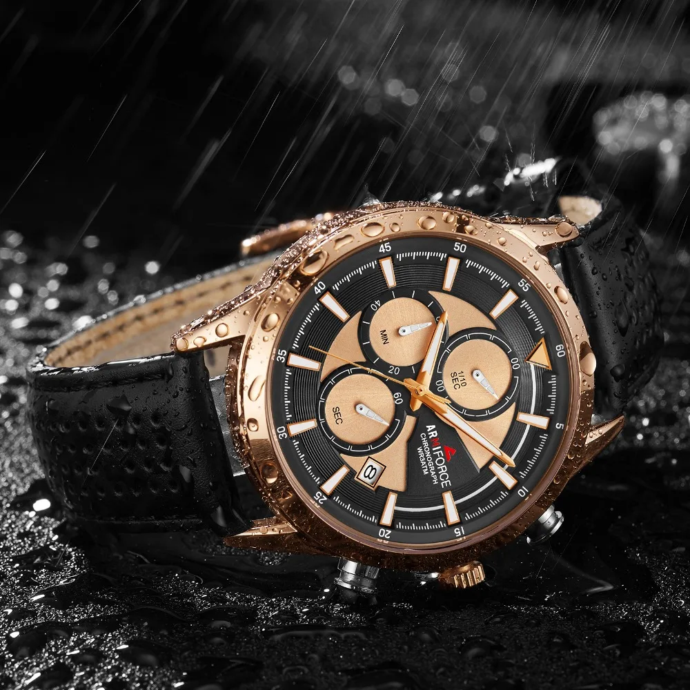 ARMIFORCE Военная униформа для мужчин часы кожа кварцевые человек бизнес Хронограф