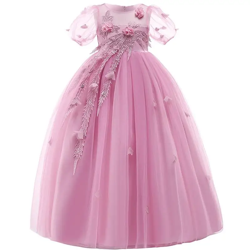Pink Подружки невесты платье для девочки;праздничное нарядное платье для девочки: вечерние свадебные Детские платья;Одежда для девочек-подростков, платье принцессы карнавальные костюмы для девочек;:на возраст 3-14 лет - Цвет: Pink