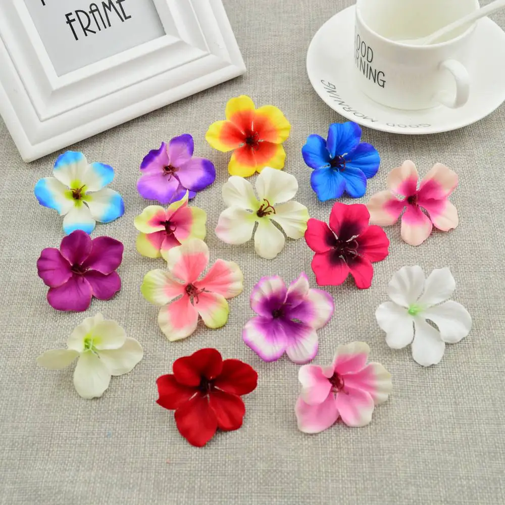 

50Pcs Cheap Silk Rose Head Orchid Artificial Flowers for Home Wedding Decoration Accessories Pompon Diy Gift Cherry Needlework
