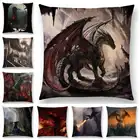 Горячая Распродажа, Чехол на подушку с изображением огненного дракона, эрагона, воина, боевой войны, неба, замка, гнезда, волшебного меча, дивана