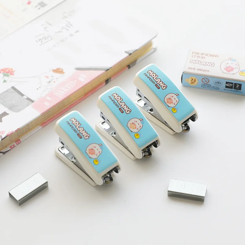 Мини маленький степлер студенческий симпатичный с коробкой штапельных наборов