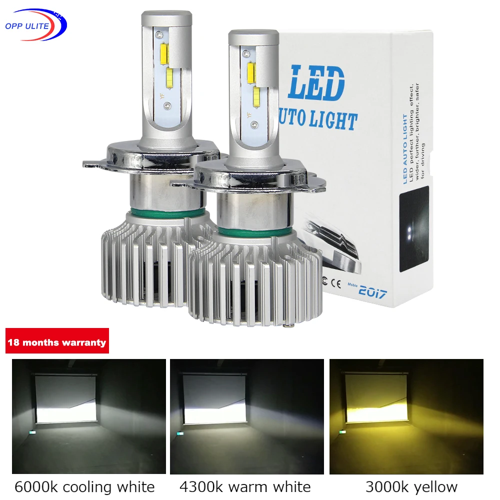 Opp люминесцентная двухцветная автомобильная светодиодная фара H7 9005 9006 9012 5202 880 881