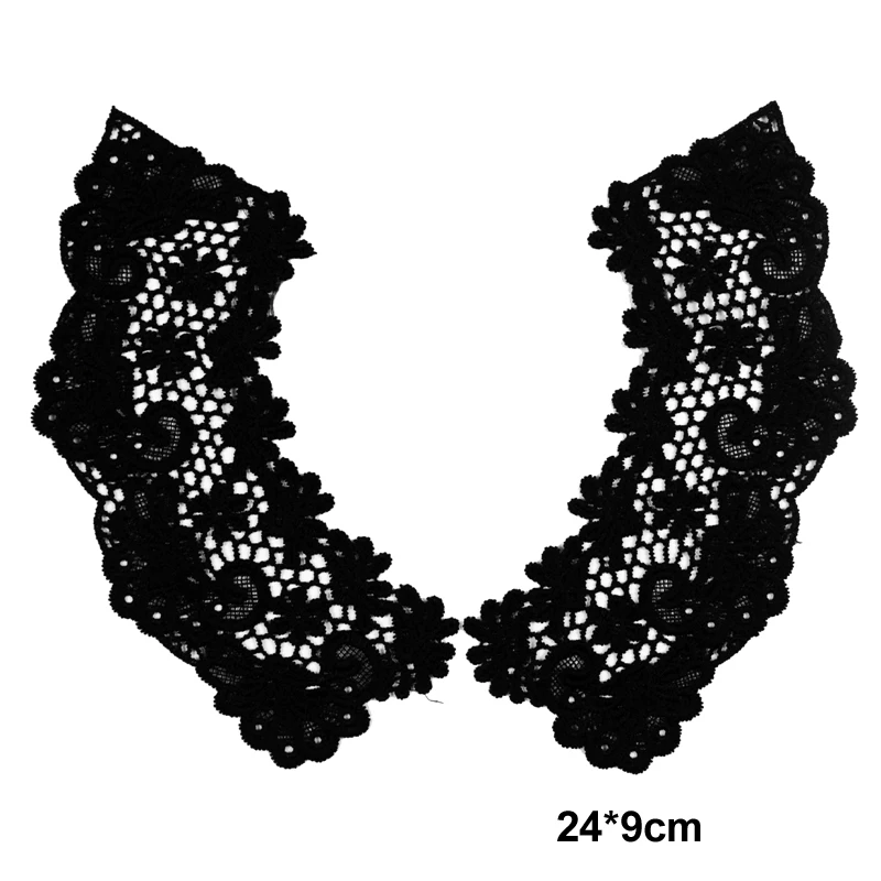1 пара белая аппликация кружевная ткань Воротник Шитье вышивка воротник для