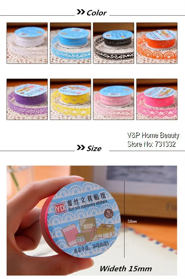 36 pcs/Lot Lace carved Decorative tape Bud silk scrapbooking stickers Adhesive masking office School supplies 6403 |