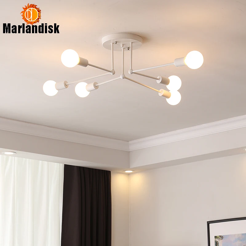 

Vintage Attractive Golden Ceiling Lamp Metal Black/White Indoor LED Ceiling Lights Suspension Lights For Dining Room Bedroom