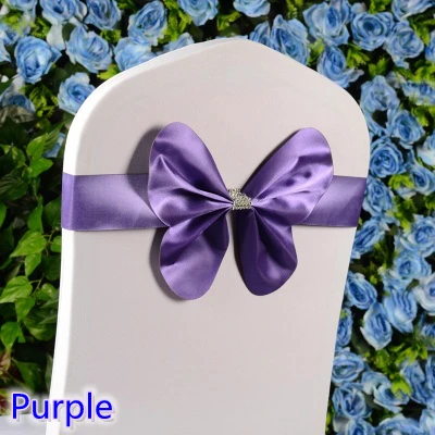 

Purple Colour Spandex chair sashes wedding chair sash mini style butterfly bow tie lycra stretch band hotel party show