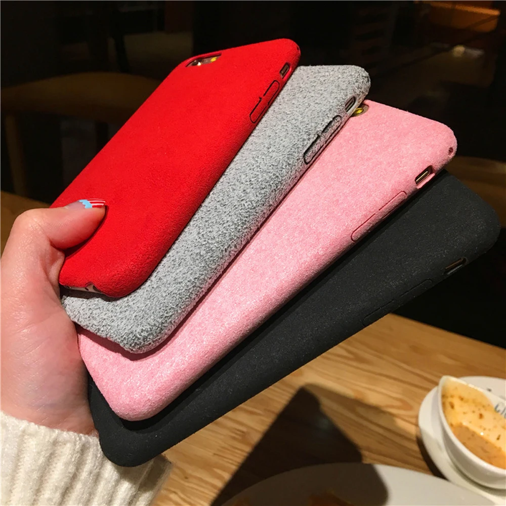 Eqvvol Microfiber Plush Fabrics Phone Case For Apple iPhone X 8 7 6 6S Plus Cases Fashion Warm Soft Color Back Cover Capa |