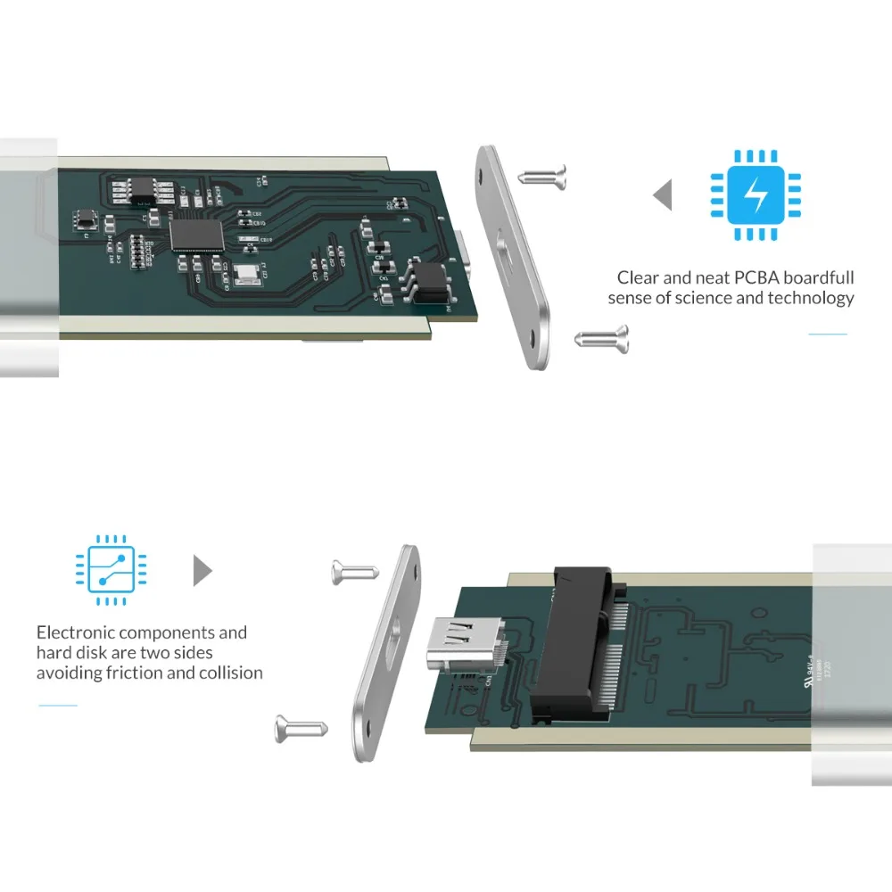 Алюминиевый мини mSATA SSD корпус ORICO Type-C USB3.1 6 Гбит/с высокоскоростной USB C чехол винт