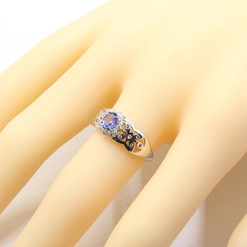 Fashion silver gemstone engagement ring with natural VS grade tanzanite solid 925 for party | Украшения и аксессуары