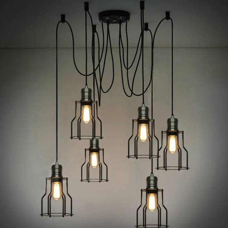 Антикварный классический Регулируемый арт потолочный светильник паук ретро