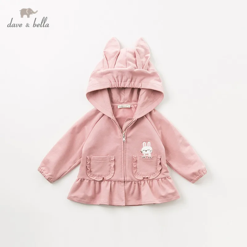 DBM10840 dave bella spring autumn baby girls cute rabbit hooded coat children tops fashion infant toddler outerwear | Детская одежда и