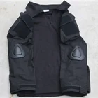 Рубашка мужская тактическая быстросохнущая, армейская уличная футболка черного цвета с длинными рукавами для страйкбола, пейнтбола, походов, охоты