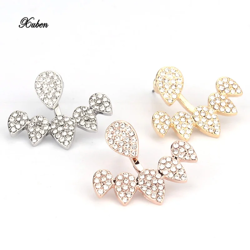 Вечерние двусторонние серьги гвоздики золотистые и розовые|double sided stud earring|fashion