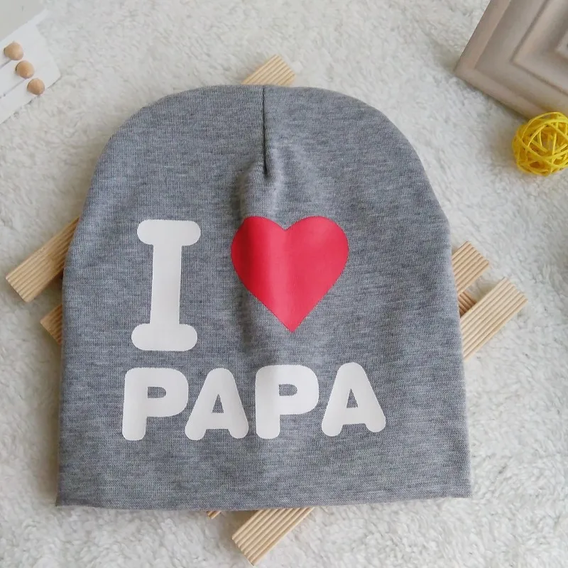 06 1 шт., Детская Хлопковая Шапка-бини I LOVE PAPA/MAMA, милая теплая шапка с буквенным принтом для новорожденных детей, детская Шапка-бини s - Цвет: 06