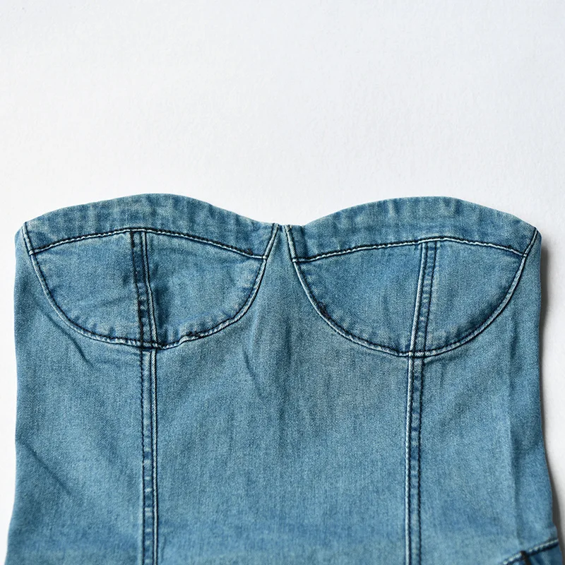 Фото 2018 Women Sexy Strapless Denim Dresses Mujer Sleeveless Bustier Pleated Bodycon Ladies Party Club Rivet Split Mini Dress Женская 2018 Women Sexy Strapless Denim Dresses Mujer Sleeveless Bustier Pleated Bodycon Ladies Party Club Rivet Split Mini Dress Женская