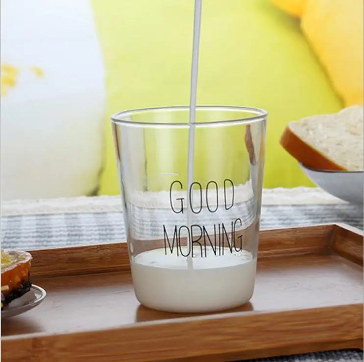 Good Morning черно белая прозрачная креативная стеклянная чашка для кофе чая напитков