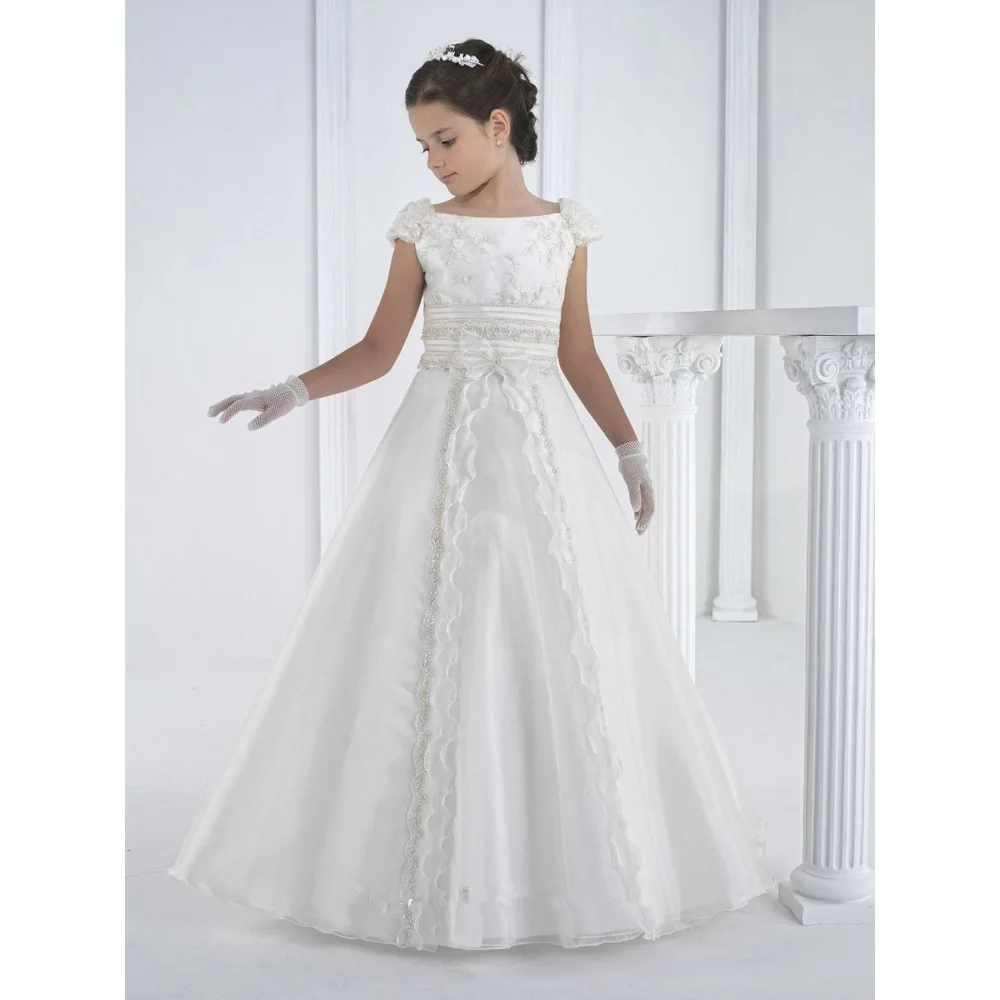 Новинка Детские бальные платья для девочек с цветами свадебные принцессы