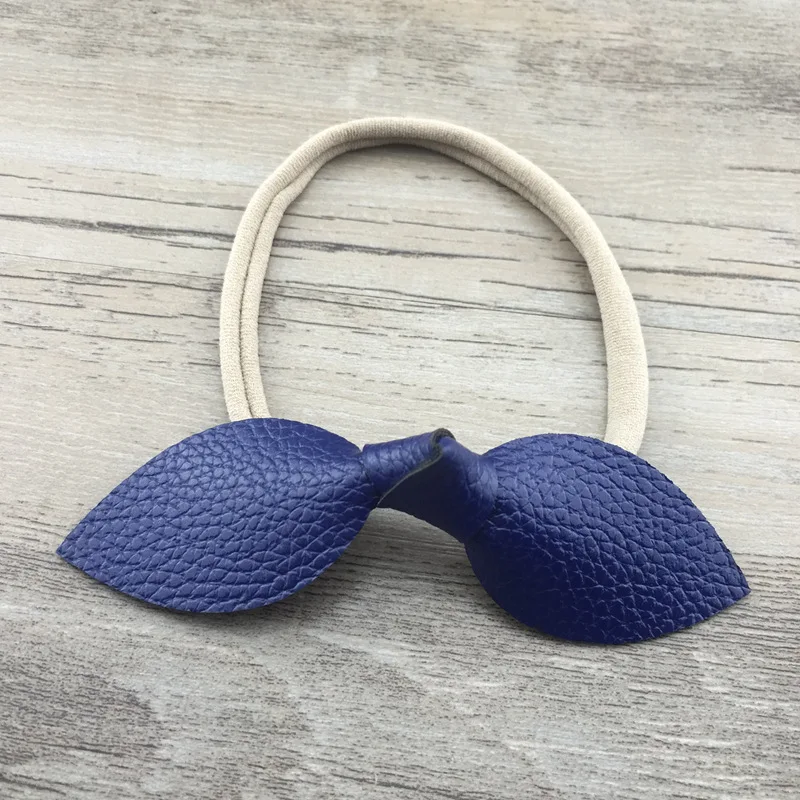 

50 pcs/lot, Faux leather knot bow headband, Nylon Headband