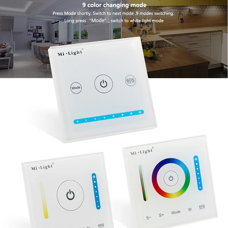 Milight Smart LED Panel Controller P1 P2 P3 Color Temperature Dimmer RGB CCT Wall Mounted Touch Switch | Освещение
