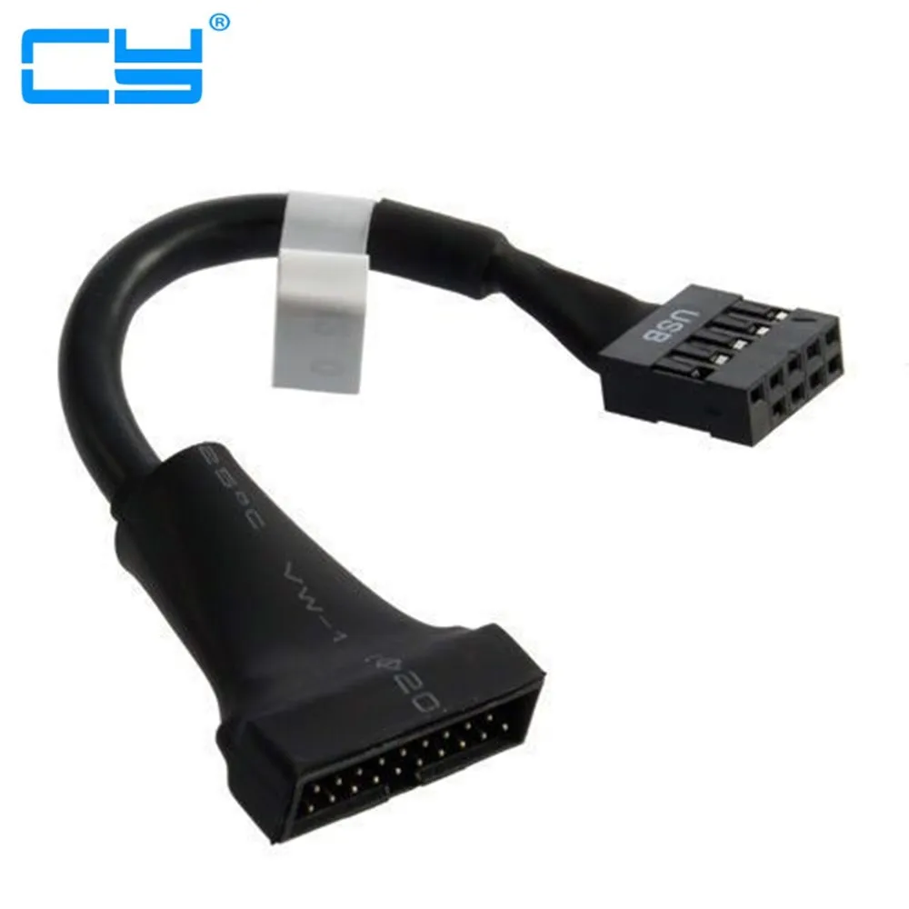 

USB 2.0 9pin Housing Male to Motherboard USB 3.0 19pin Header Female Cable 10cm