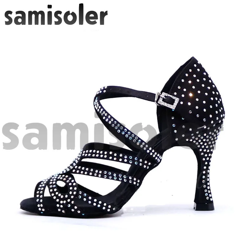 

Samisoler Glitter Rhinestone Latin Dance Shoes Women Satin Salsa Dancing Shoes For Woman Tango Jazz Ballroom dance shoes women