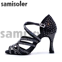 samisoler glitter rhinestone latin dance shoes women satin salsa dancing shoes for woman tango jazz ballroom dance shoes women