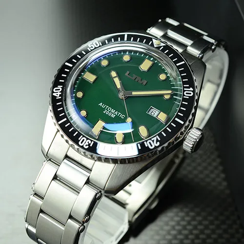 ETA steel green Мужские винтажные часы для дайвинга San Martin Sixty-Five, автоматические часы из нержавеющей стали 200, водостойкие мужские часы, модные - Цвет: ETA steel green