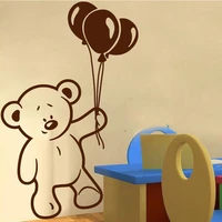 hot sale baby bear and balloon wall stickers for kids rooms nursery wall decal childrens party decoration