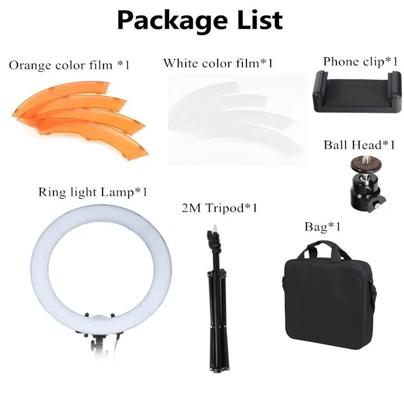 Tycipy 18&quot Ring Light Dimmable Photography 55W 5500K 240 LED Camera for Photo / Studio Telephone Video For Nikon | Электроника