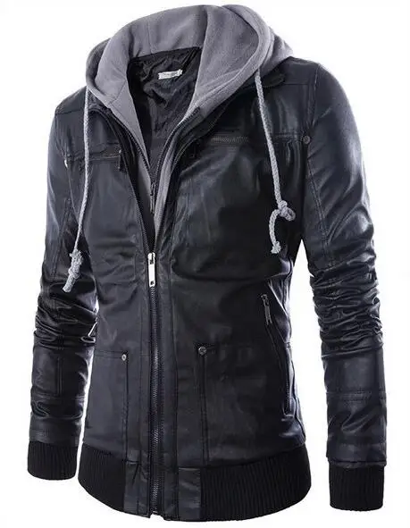 Куртка из искусственной кожи Мужская мотоциклетная куртка Зимнее пальто Верхняя