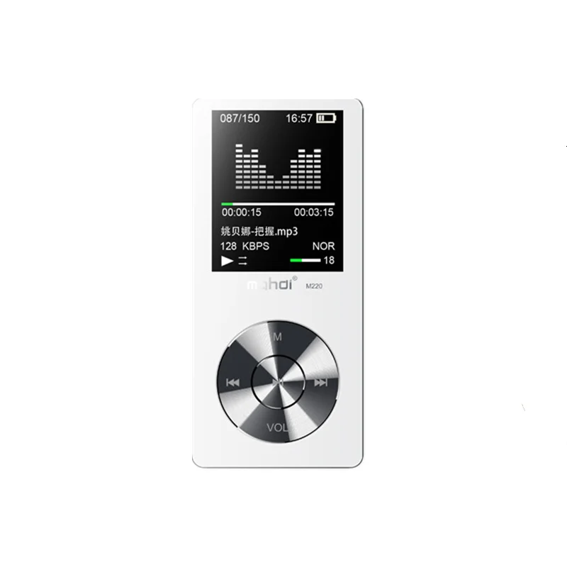 White portable metal mp3 player Built-in Speakers e-book fm radio clock audio recorder flac lossless HIFI sports music video player - Color: White
