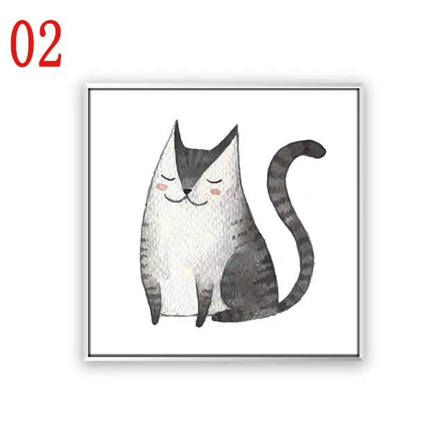 Cat Potted Plants Living Room Lovely Animals Cartoon Cute Modular Color Print Painting Pictures Poster Nord Children Wall Art |
