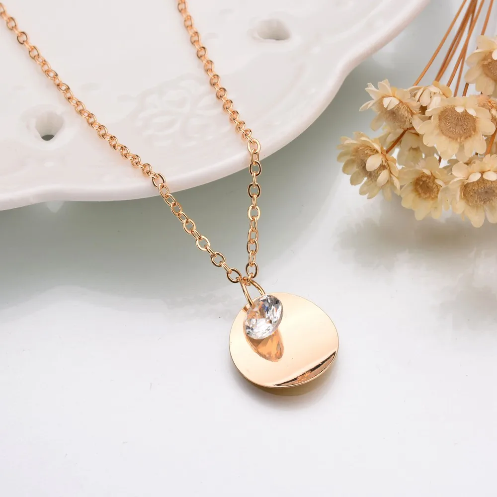 UAM корейский стиль звенья цепи круглый черный золотой цвет кулон ожерелья для