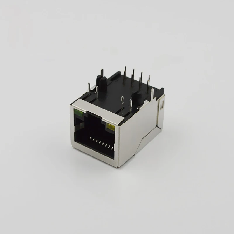 100 шт. RJ45 разъем сетевой со светом PCB длинный корпус интерфейс LED