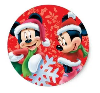 

1.5inch Mickey & Minnie With Snowflake Classic Round Sticker
