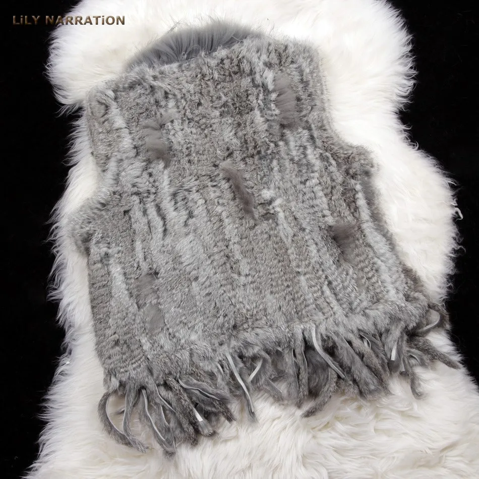 Женский жилет с кроличьим мехом HSPL кисточками|real fur gilet|fur vest realreal rabbit |