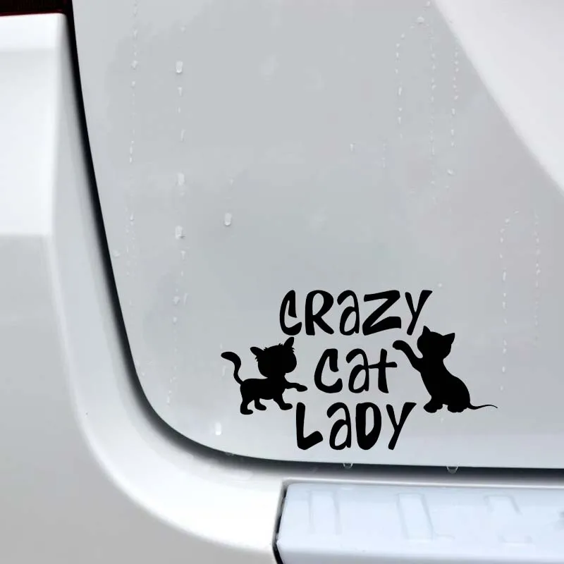 YJZT 15 2 см * 8 Виниловая наклейка для автомобиля Наклейка Crazy Cat Lady Kitten Pet черный