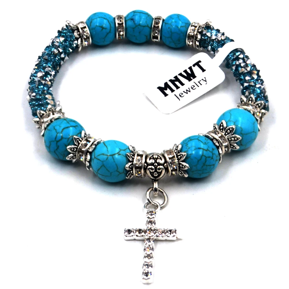 MNWT модный женский дизайн браслеты из натурального камня говлит 8 мм бусины в