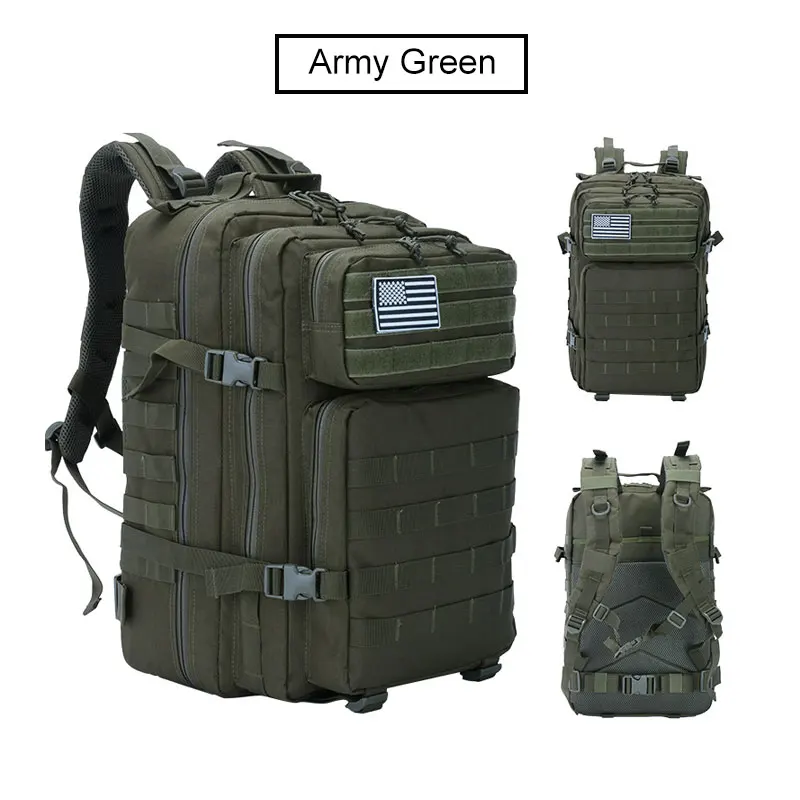 Green 50L Military Tactical Backpack Molle Army Assault Bag Hiking Camping Hunting Backpack Outdoor Waterproof Big Bag Travel Rucksack - Цвет: Green