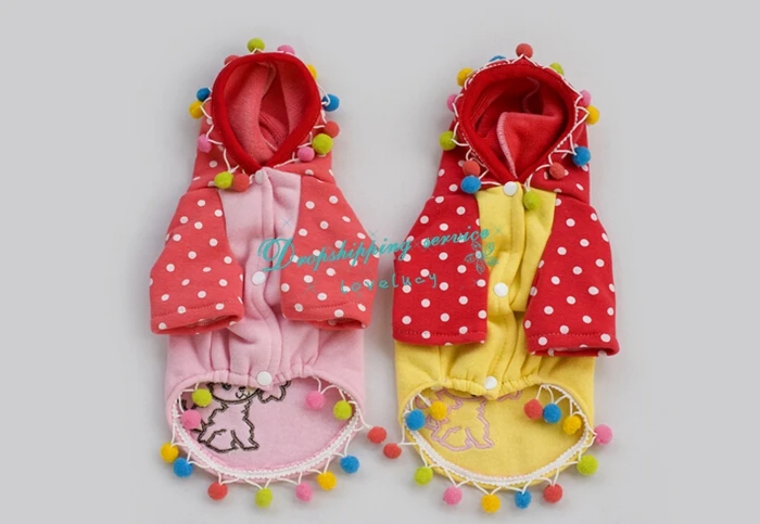 New Pet Dog Cat Clothes Curls Small Poodle Color Ball Sweater Teddy Polka Dot Coat Supplies Hoodie Free Shipping | Дом и сад
