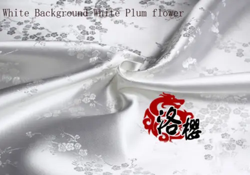 White Plum and white Китайский костюм Хана Соло из Звездных Войн Платье Халаты Ципао одежда кимоно атлас цветок сливы дамасской ткани - Цвет: White Plum and white