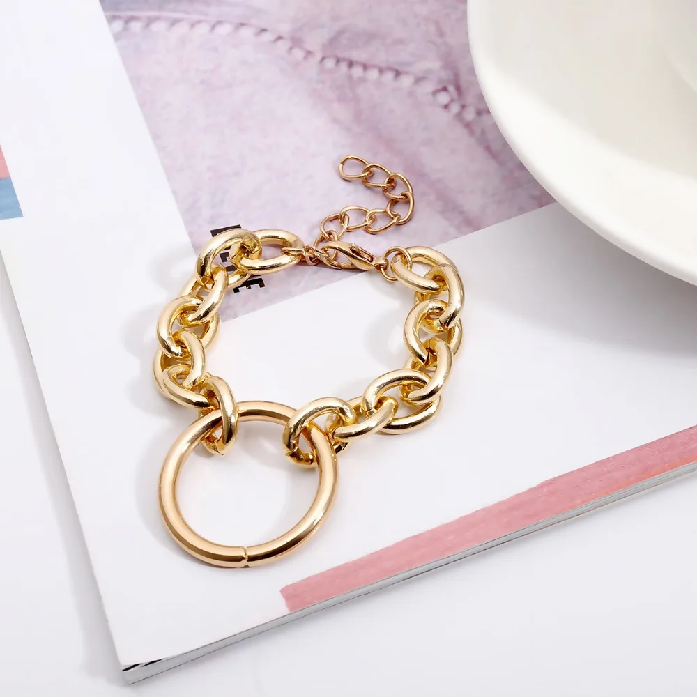 SHIXIN Exaggerated Fashion Charms Choker Necklace Bracelet Sets Hiphop Women Jewelry Boho Cuban Link Chain Female Hippie Collier