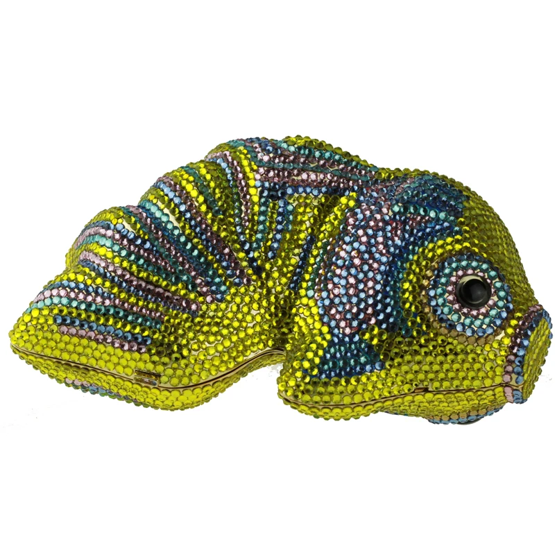 Желтая рыбка Кристалл сцепления Вечерняя сумочка BS010 с золотой цепью Мини